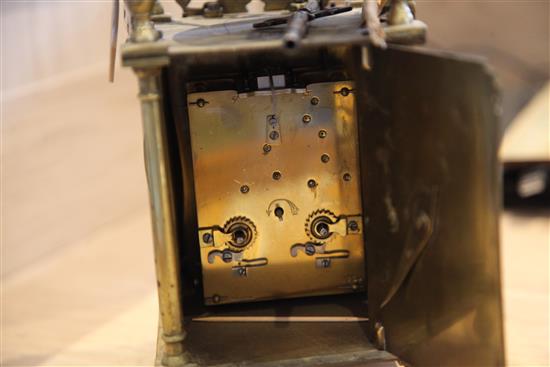 A brass lantern clock, 29.5cm